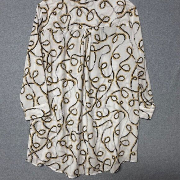 Anne Klein Womens Tunic Top Multicolor Chain Pattern 3/4 Sleeve High Low Size M - Picture 3 of 6